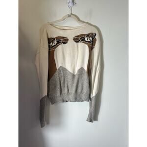 Mara Hoffman Brown Cream Long Sleeve Sweater Sz M